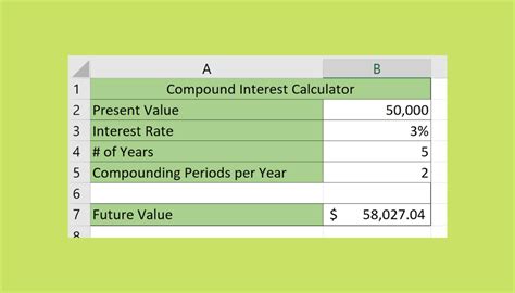 Compound Interest Calculation in Excel