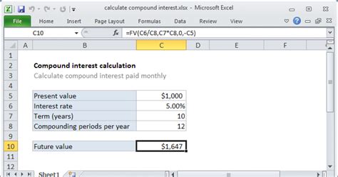 Compound Interest Calculator Excel