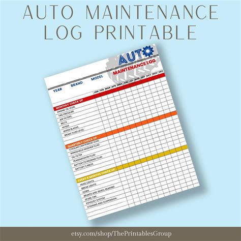 Comprehensive Car Maintenance Log Template