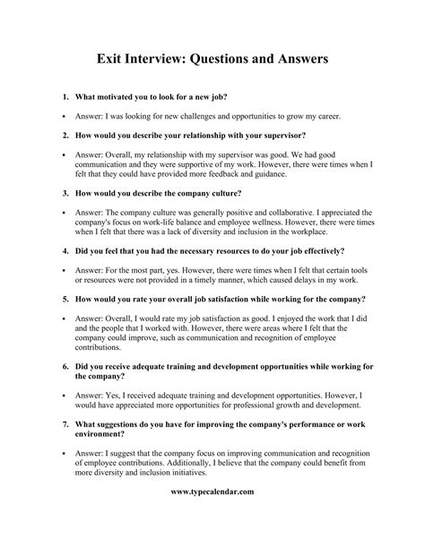 Comprehensive Exit Interview Template