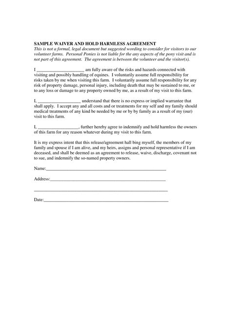 Comprehensive Hold Harmless Agreement Template