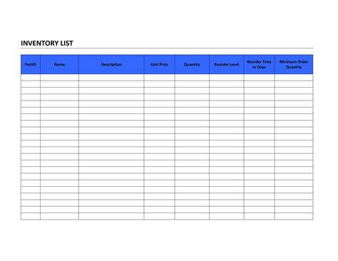 Comprehensive Inventory Checklist Template