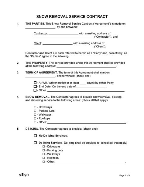 Comprehensive Snow Plowing Contract Template