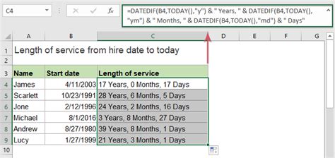 Compute Years of Service using Simple Formula