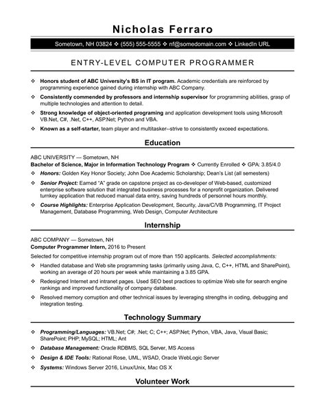 Computer Programmer Resume Template 1