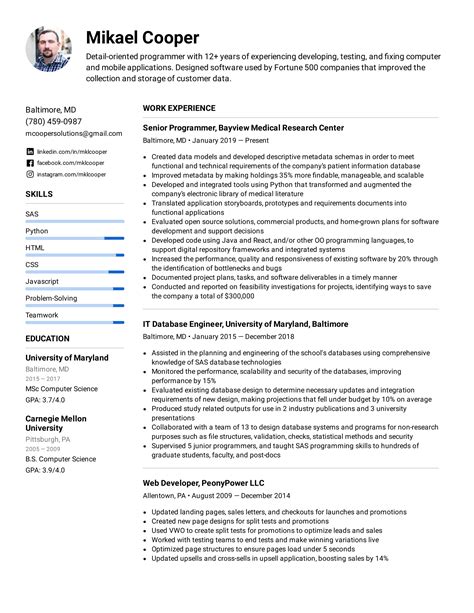 Computer Programmer Resume Template 10