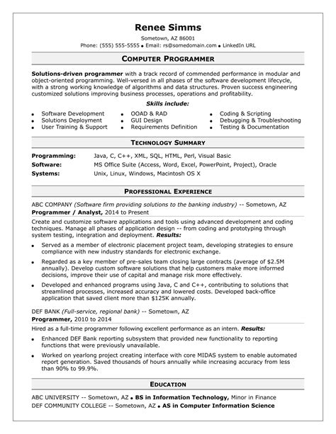 Computer Programmer Resume Template 4