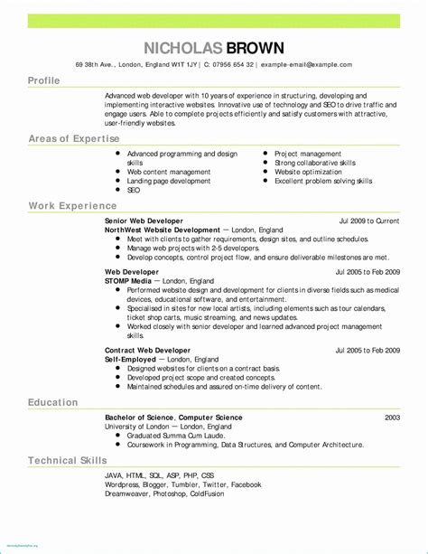 Computer Science Resume Template Excel