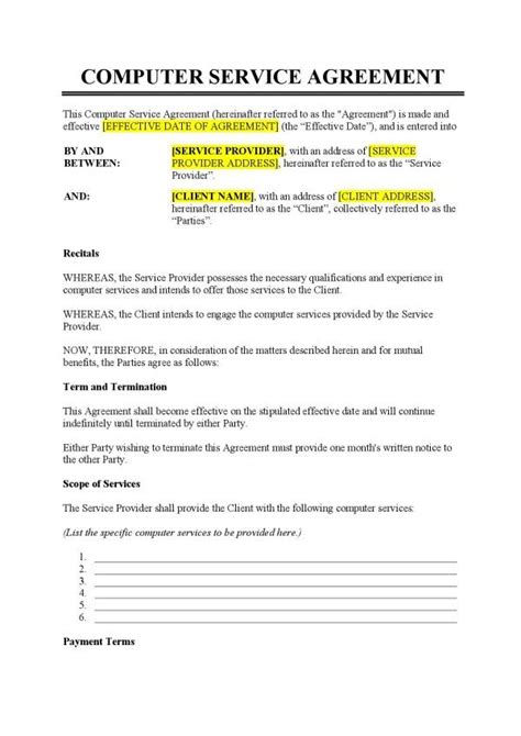 Computer Use Agreement Template