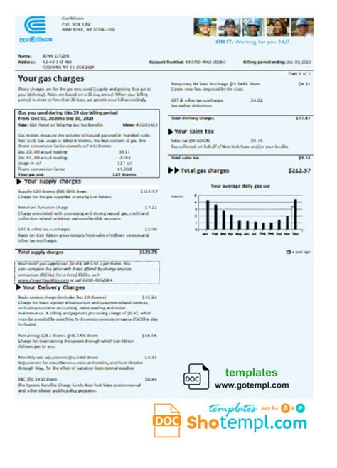 Con Edison Bill Template Design