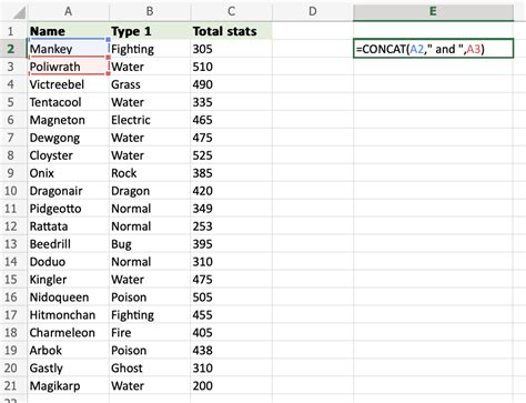 Concat Excel Formula