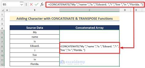 Combining Concatenate and Transpose in Excel