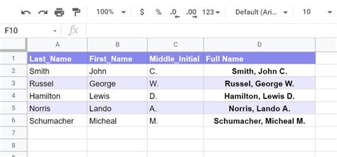 Concatenate Function in Google Sheets