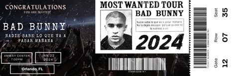 Bad Bunny Concert Ticket Card