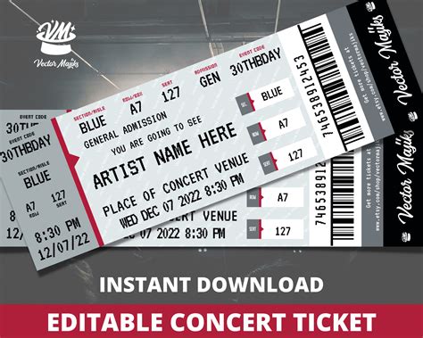 Concert ticket examples