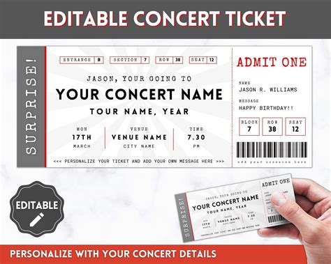 Concert ticket format