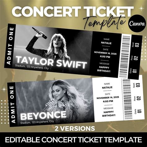 Concert ticket gift template types