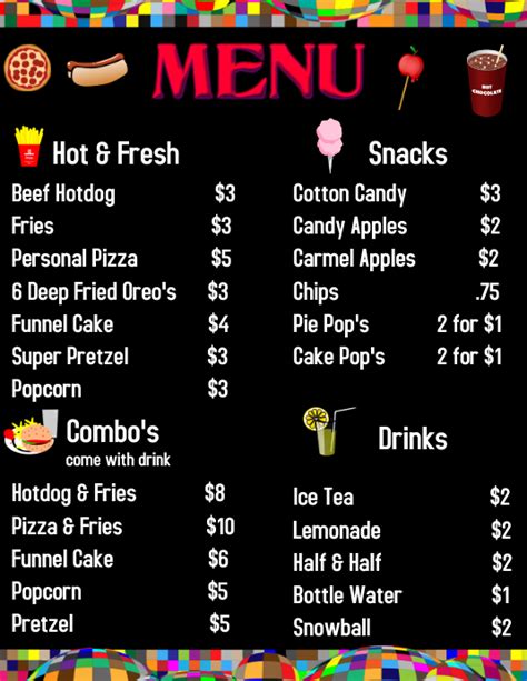 Concession Stand Menu Template