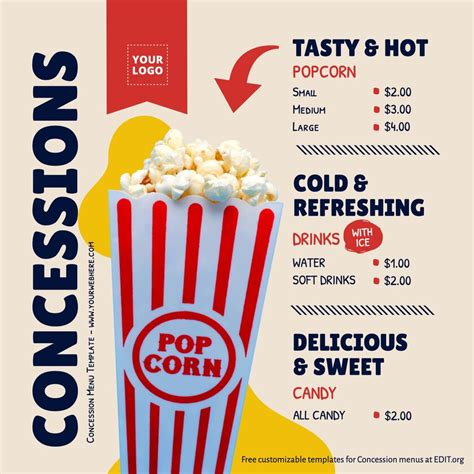 Concession Stand Menu Template Layout Ideas