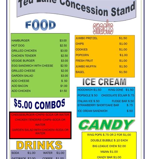 Concession Stand Menu Template Word 3