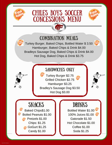 Concession Stand Menu Template Word 6