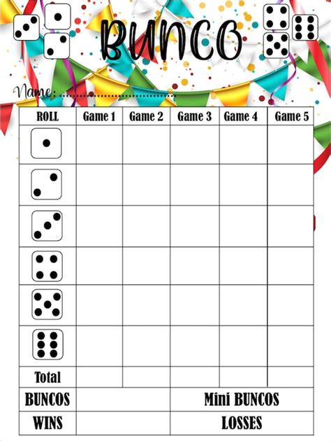 Conclusion Bunco Card Template