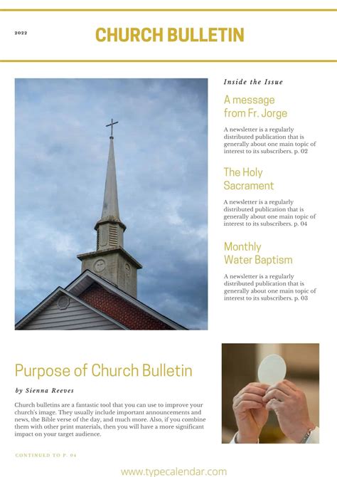 A church bulletin template on a tablet