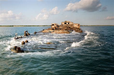 The SS Selma, a concrete ship, off the coast of Galveston, Texas