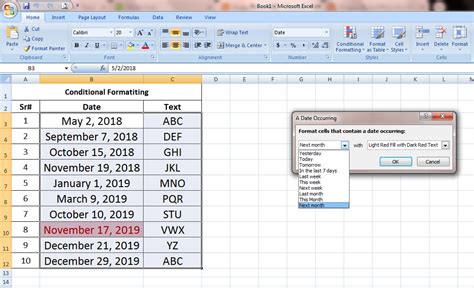 Conditional Date Formatting Example 5