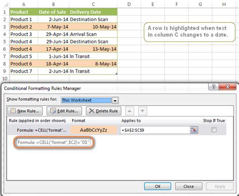 Conditional Date Formatting Example 6