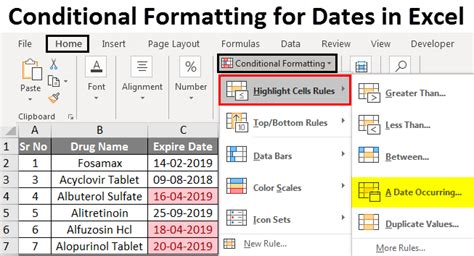 Conditional Formatting Dates in Excel Example 7