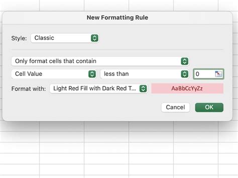 Conditional Formatting on Mac