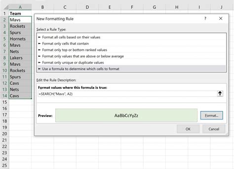 Conditional Formatting Text Contains