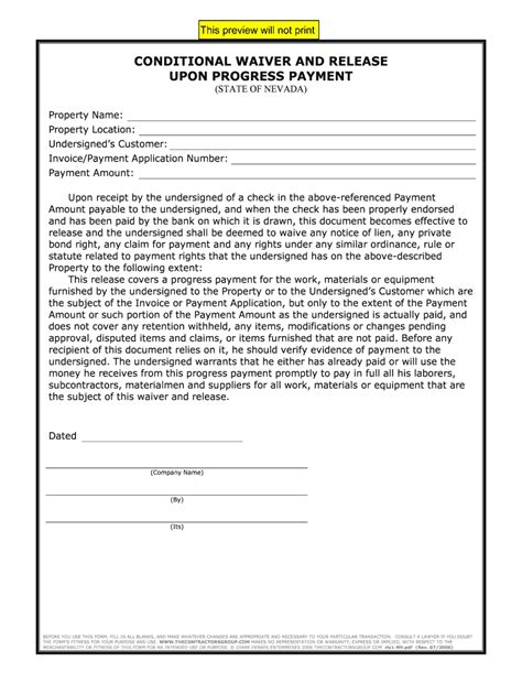 Conditional Waiver and Release Form