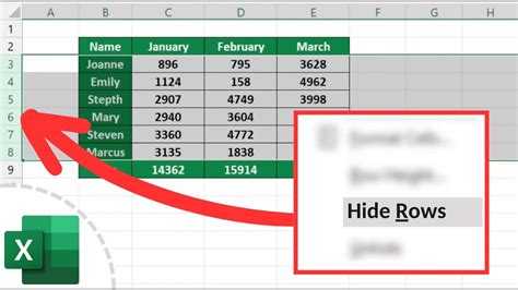 conditionally hiding rows in excel