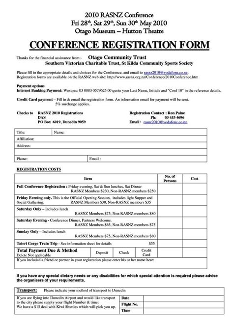 Conference Booking Form Template