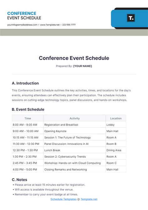 Conference Event Schedule Template