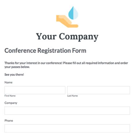 Conference Registration Form Template 2019