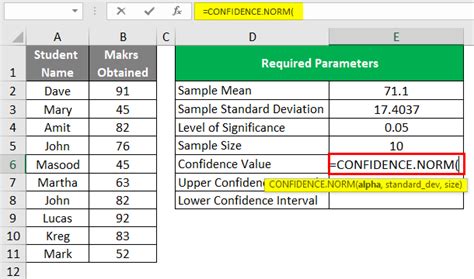 Confidence Interval Excel