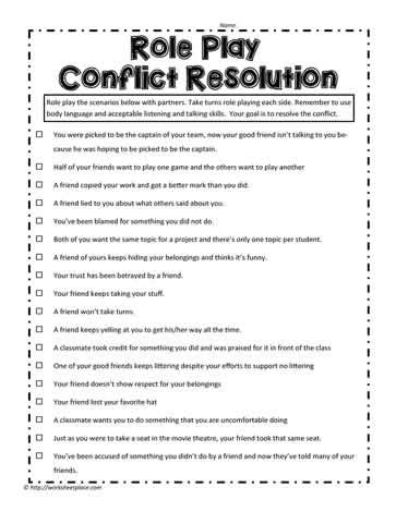 Conflict Resolution Role-Play Template Example