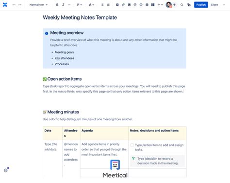 Confluence Meeting Notes Template