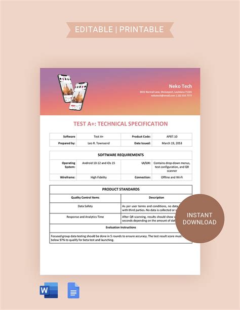 Confluence Template Specifications