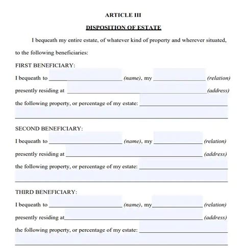 Connecticut Last Will Template Identification