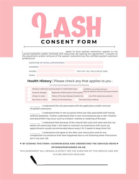 Consent Form for Eyelash Extension Services