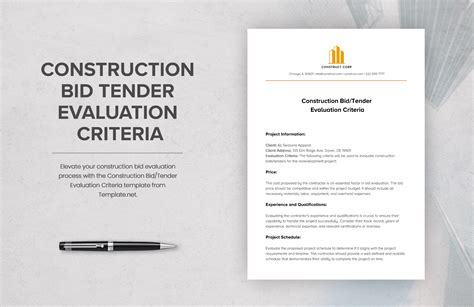 Construction Bid Template with Evaluation Criteria