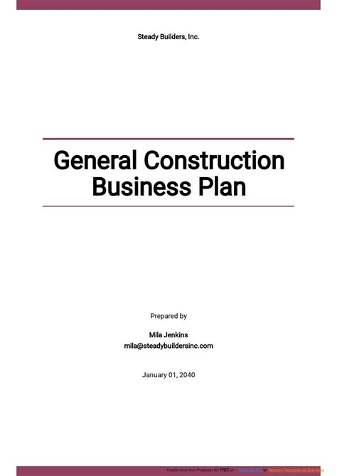 Construction Business Plan Template Sample