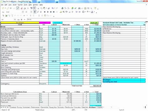 Construction Cost Estimate Template Excel