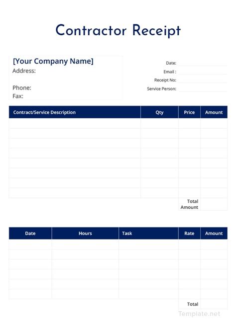 Construction Deposit Receipt Template in Word