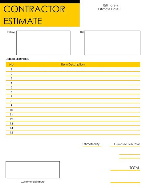 Construction Estimate Template PDF