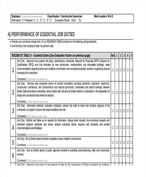 Construction Laborer Performance Review Template